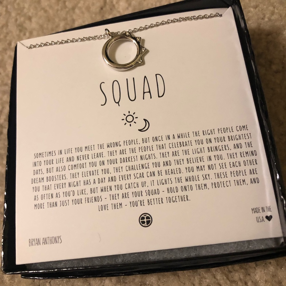 Brand new “squad” silver sun necklace